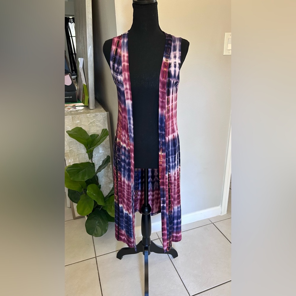 Aria Tie-Dye Sleeveless Cardigan